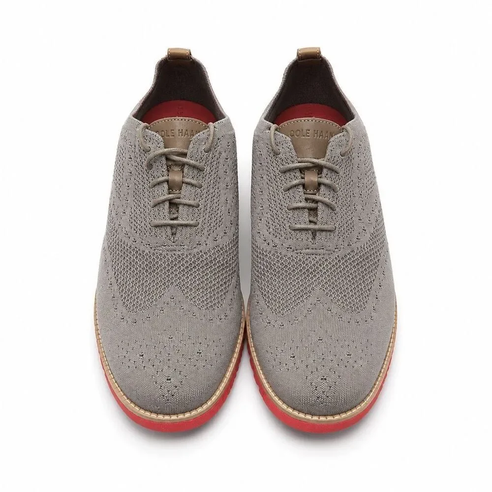 Cole Haan Zerogrand Stitchlite Wingtip Oxford Gray Red Mens 11.5M Comfort Shoes